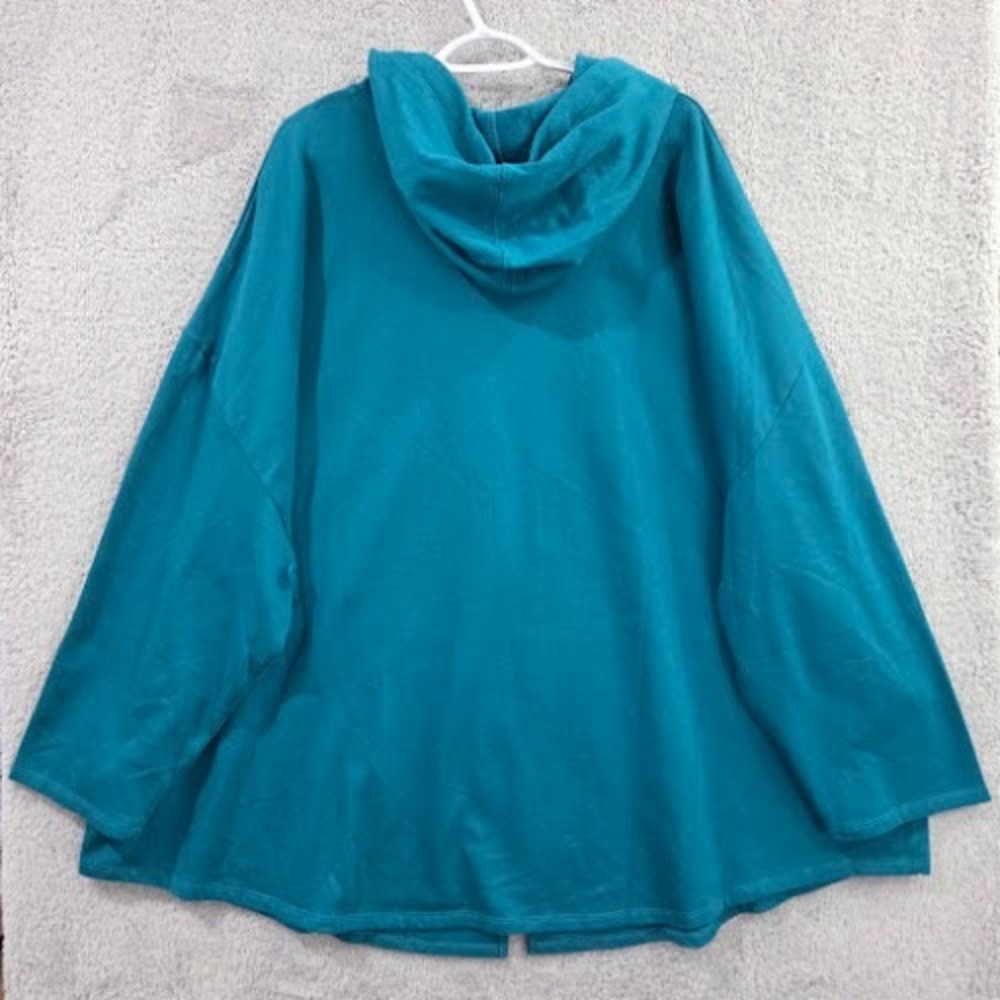 Roamans Fleece Zip Front Hoodie Tunic Women's 5X Teal Plus Size Long Sleeve - Picture 8 of 9